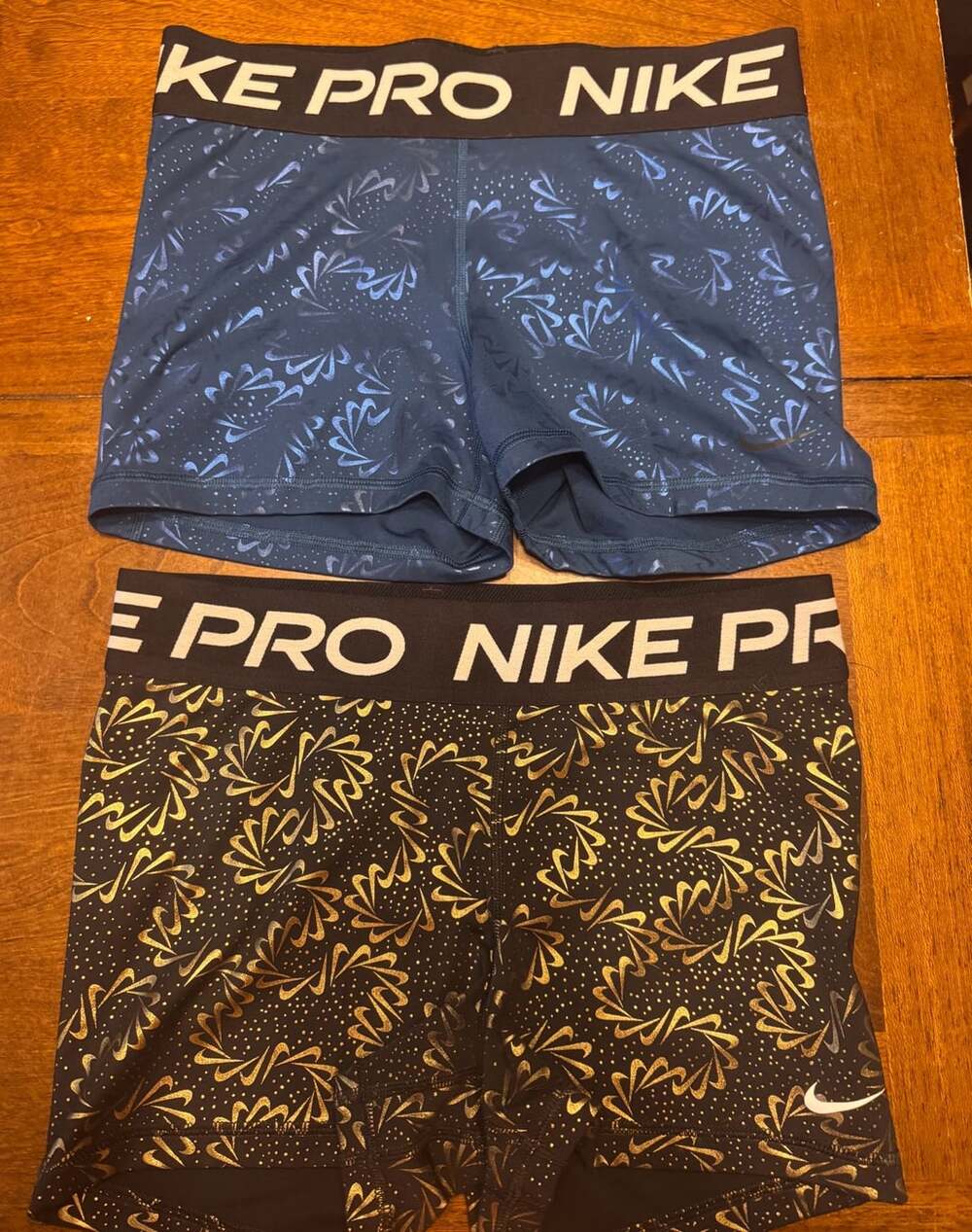 Nike Pro Shorts Bundle Women’s Size M Blue Black Gold Floral Print